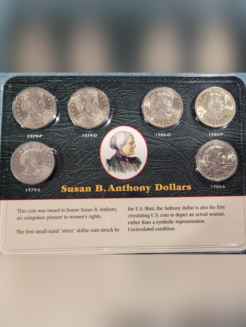 Susan B. Anthony Dollar Coin Set Display